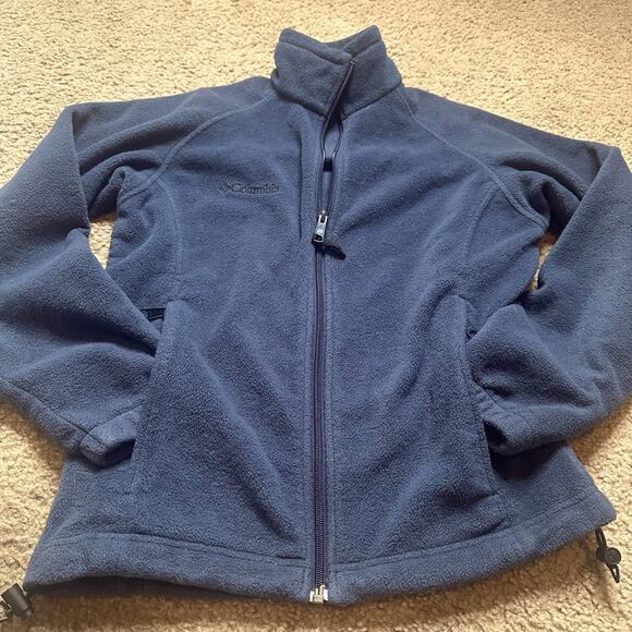 COLUMBIA FULL ZIPPER WARM ZIP POCKETS LS CINCH BOTTOM DARK BLUE GRAY WOMEN  XS - Picture 12 of 12